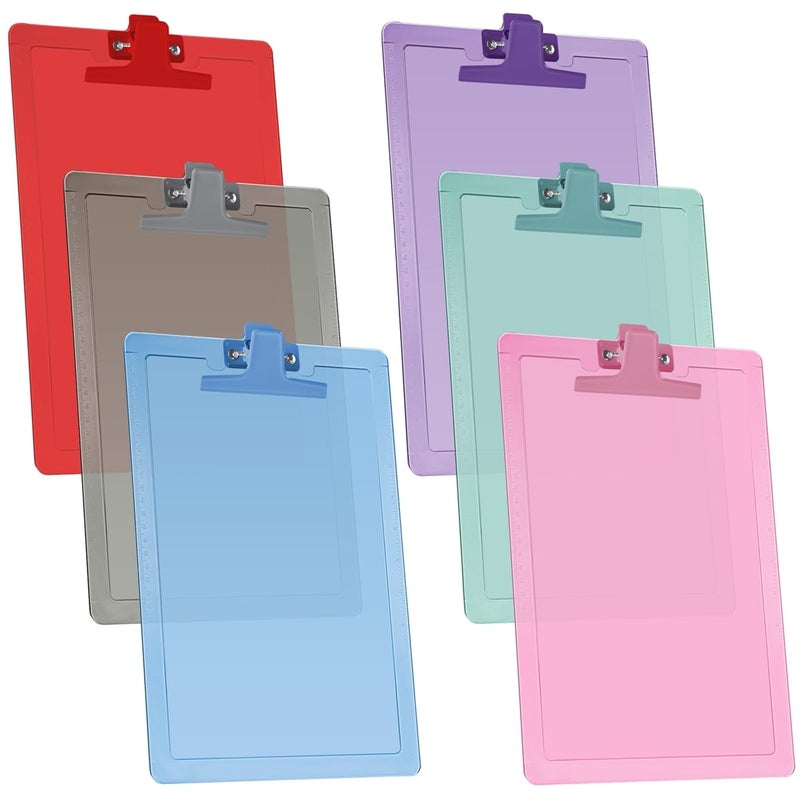 Acrimet Clipboard Letter Size A4 (13 3/8â€ x 9 7/16â€) Premium Metal Clip with Side Rulers (Plastic) (Assorted Color) (6 Pack) - Image 1